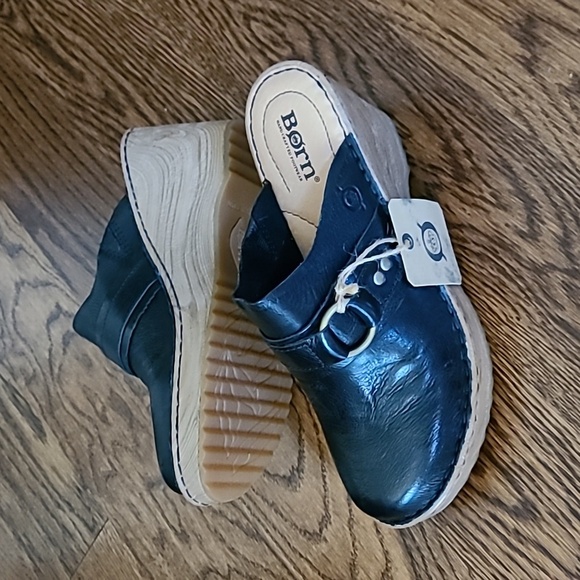 Born Nola leather platform clogs -10 - Picture 2 of 8